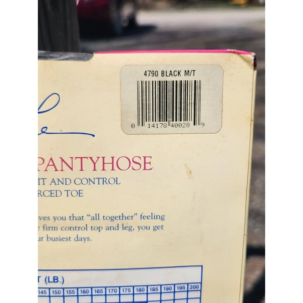 Kathie Lee SIlky Sheer Support Pantyhose Control Top Black Medium/Tall To 155lb